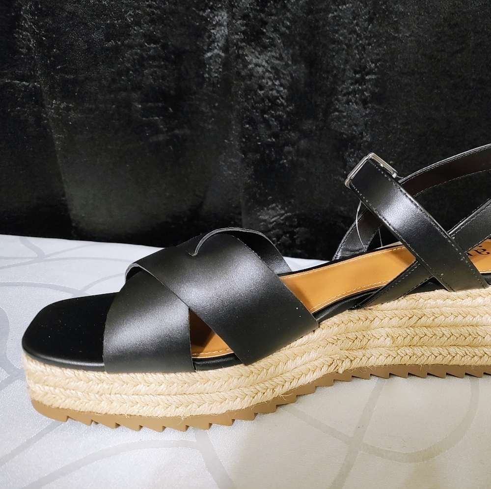 Ana Eloise Black Wedge Platform Sandal NEW Size 8.5 M